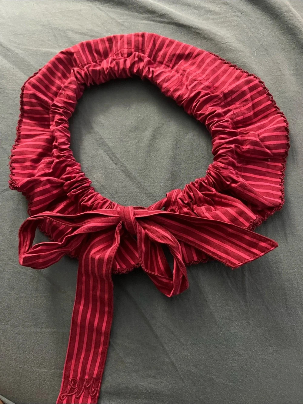Damson Madder Hair bow scrunchie bun wrap Stripes OS